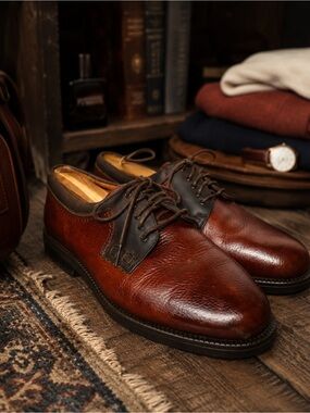 Vintage Johnston & Murphy Passport Derby Shoes Men’s 9W Brown Leather Oxford USA